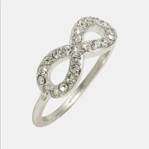 Silver pave crystal infinity band ring